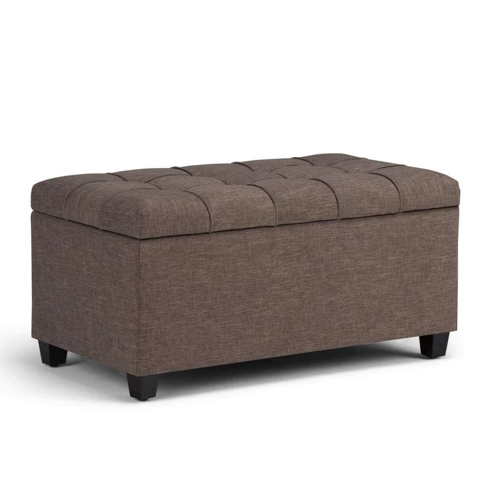 Fawn Brown Tufted Rectangular Storage Ottoman Bench