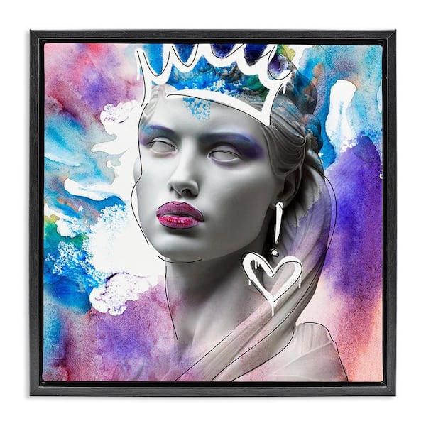 Stupell Industries Modern Crowned Woman by CAD Designs Black Floater Frame People Graphic Art Print 18 in. x 18 in.