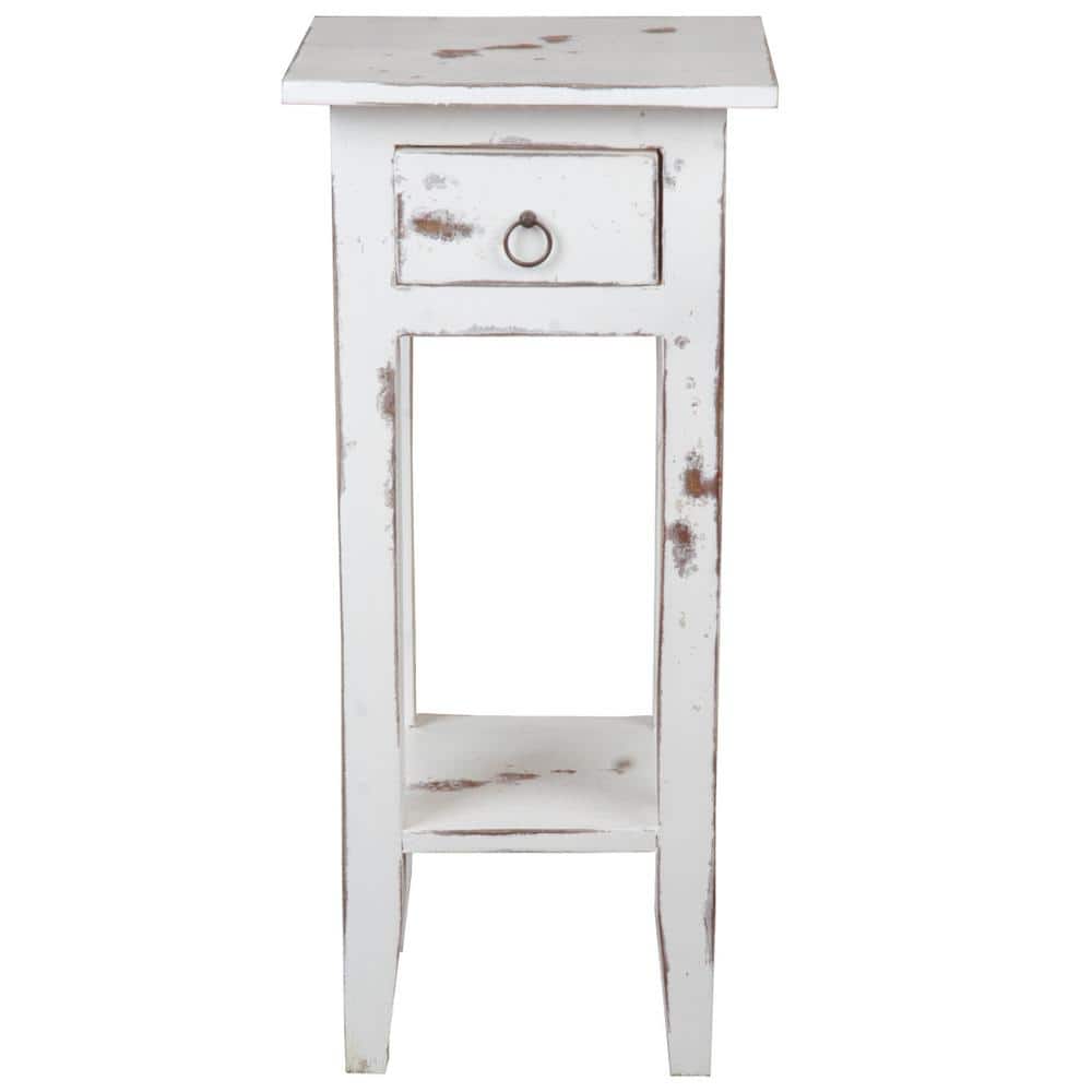AndMakers Shabby Chic Cottage 11.8 in. Heavy Distressed Whitewash