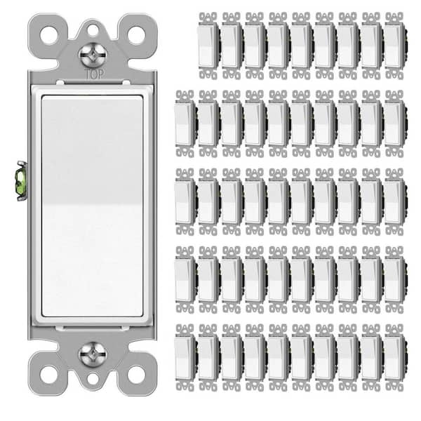 Adrinfly 15 Amp 3-Way Single Pole On-Off Push Button Light Switch in ...