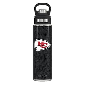 NFL KC CHIEFS LOGO BK 24OZ Wide Mouth Water Bottle Powder Coated Stainless Steel Standard Lid