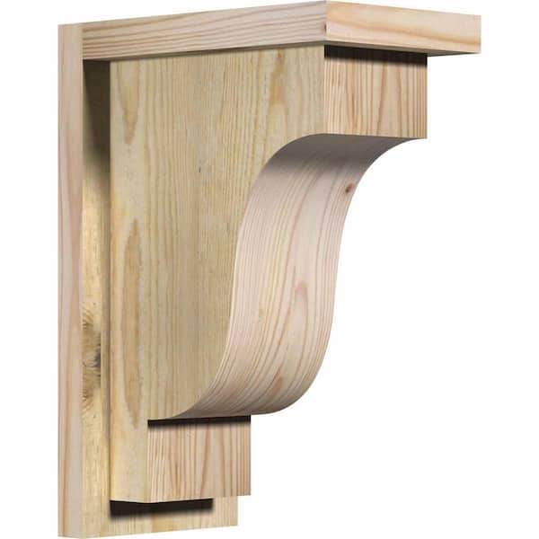 Ekena Millwork 6 in. x 10 in. x 14 in. Douglas Fir Newport Rough Sawn Corbel with Backplate