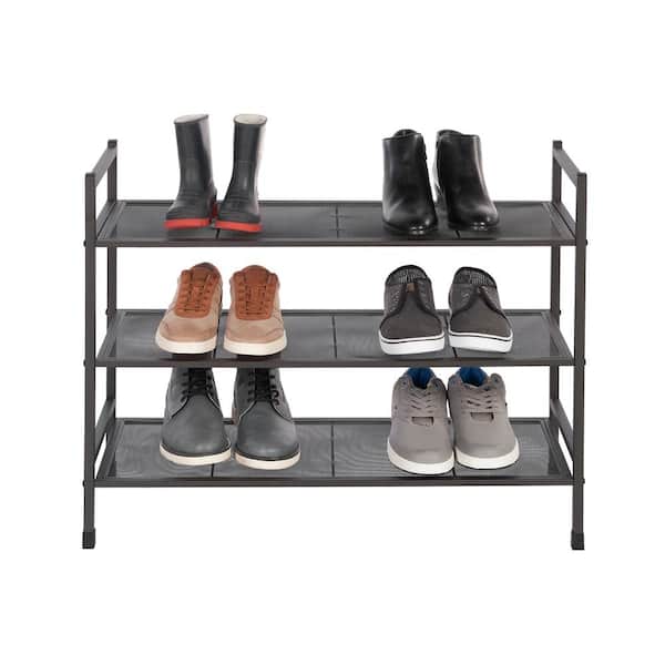 Seville Classics 18.5 in. H 9-Pair 3-Tier Espresso Resin Slat Iron Frame Stackable  Shoe Rack SHE15882 - The Home Depot
