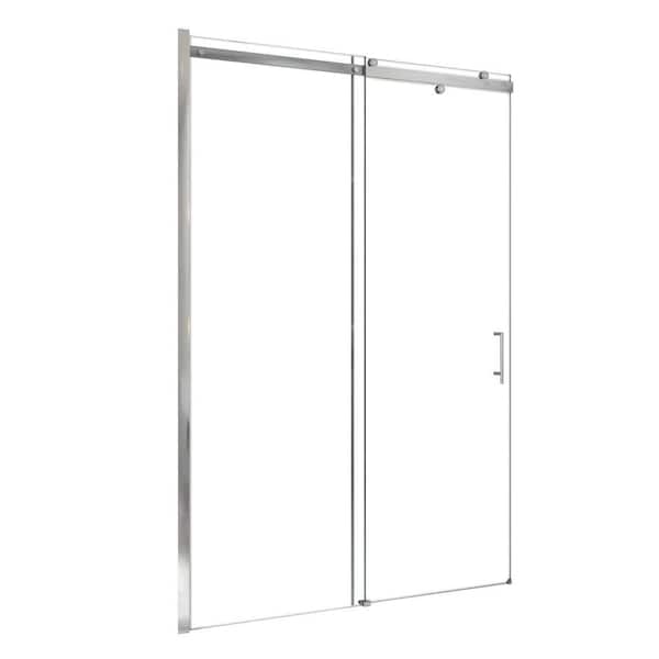 Mediterraneo 60 in. W x 77.38 in. H Semi-Frameless Sliding Shower Door in Chrome