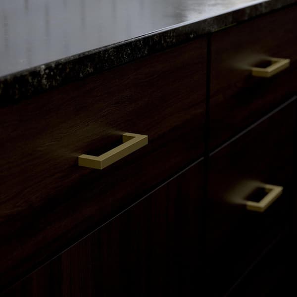 30-Pack Simple Modern Square 3-3/4 in. (96 mm) Modern Satin Gold Cabinet Drawer Pulls