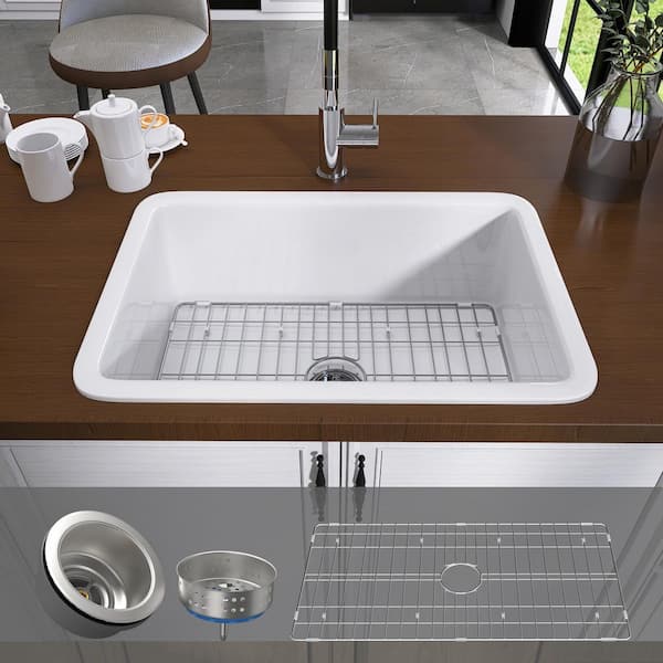 Zeafive Rroi 27 in. Drop-in Undermount Dual Mount Single Bowl