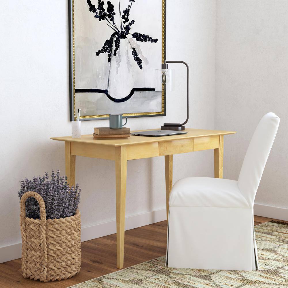 Caelynn 48" Natural Wood Shaker Writing Desk with Drawer