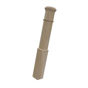 Stair Parts 4091 55 in. x 6-1/4 in. Unfinished Poplar Box Newel Post for Stair Remodel