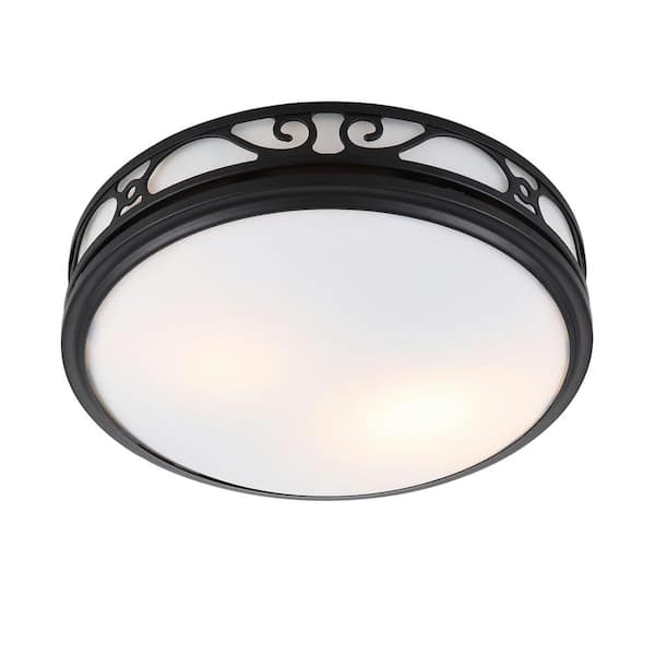 Hunter Sona Decorative Matte Black 110 CFM Room Side Installation Bathroom Exhaust Fan with Lighting
