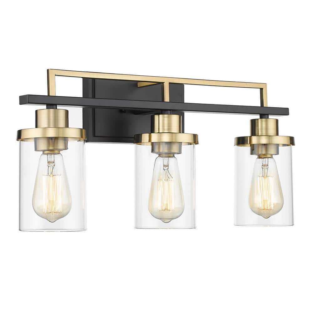 20.8 in. 3-Light Black and Gold Vanity Light with Clear Glass Shade price history on PriceWatchPro