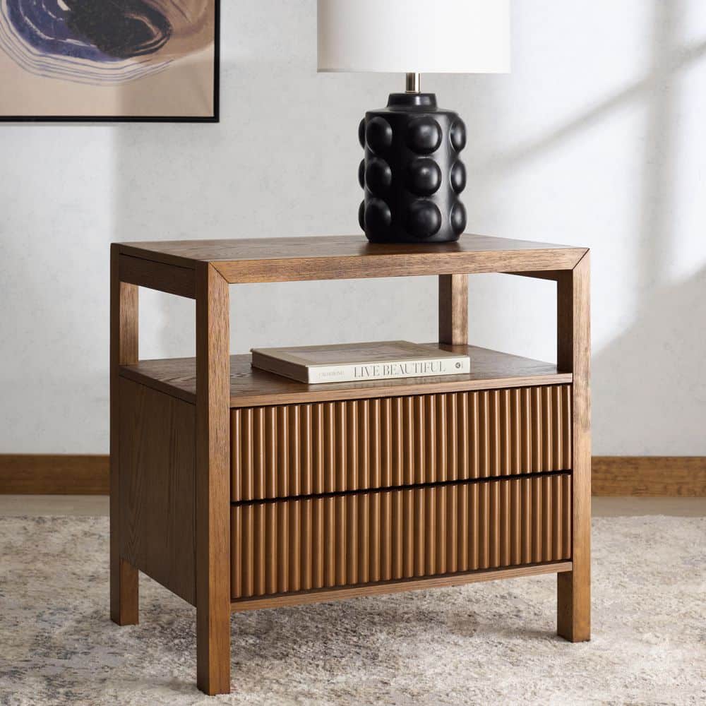 Shelbie Medium Oak 2 Drawer Nightstand