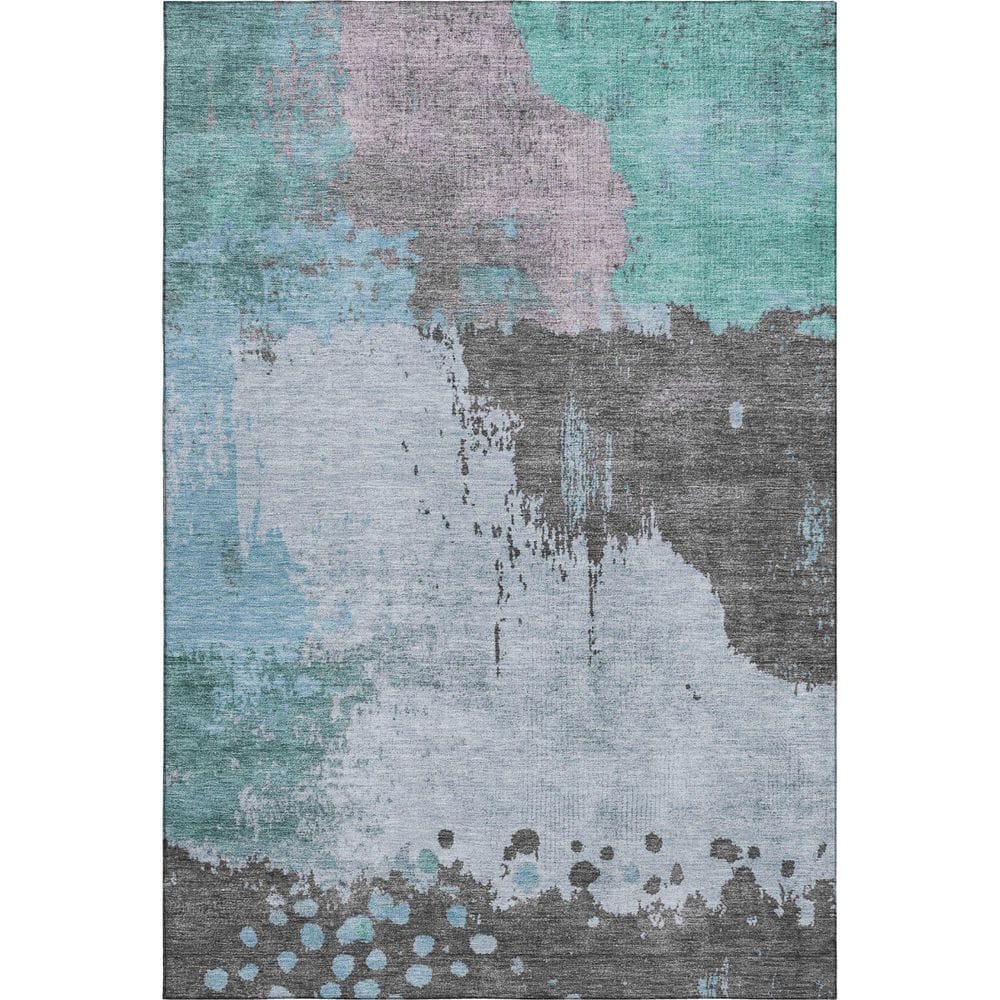 Mayfield Premium Machine Washable Abstract AMF1994 Teal 3 ft. x 5 ft. Area Rug price history on PriceWatchPro