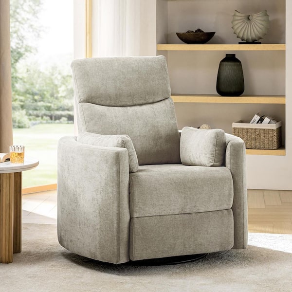 Flora Grey Contemporary Swivel Rocker Power Recliner
