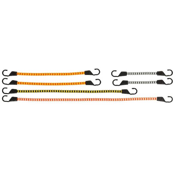 Keeper Assorted Size Multi-Color Flat Bungee Cords with Hooks (6 Pack)