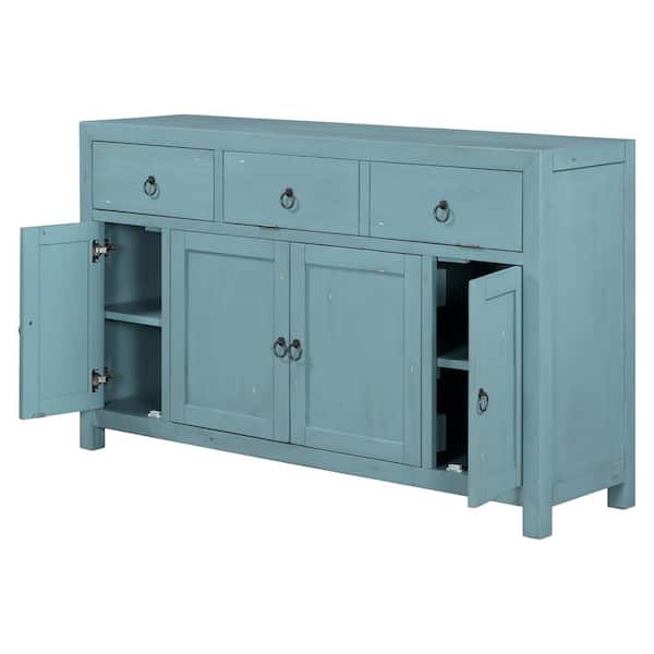ATHMILE Green Free Standing Wood Sideboard with Drawers and Shelve