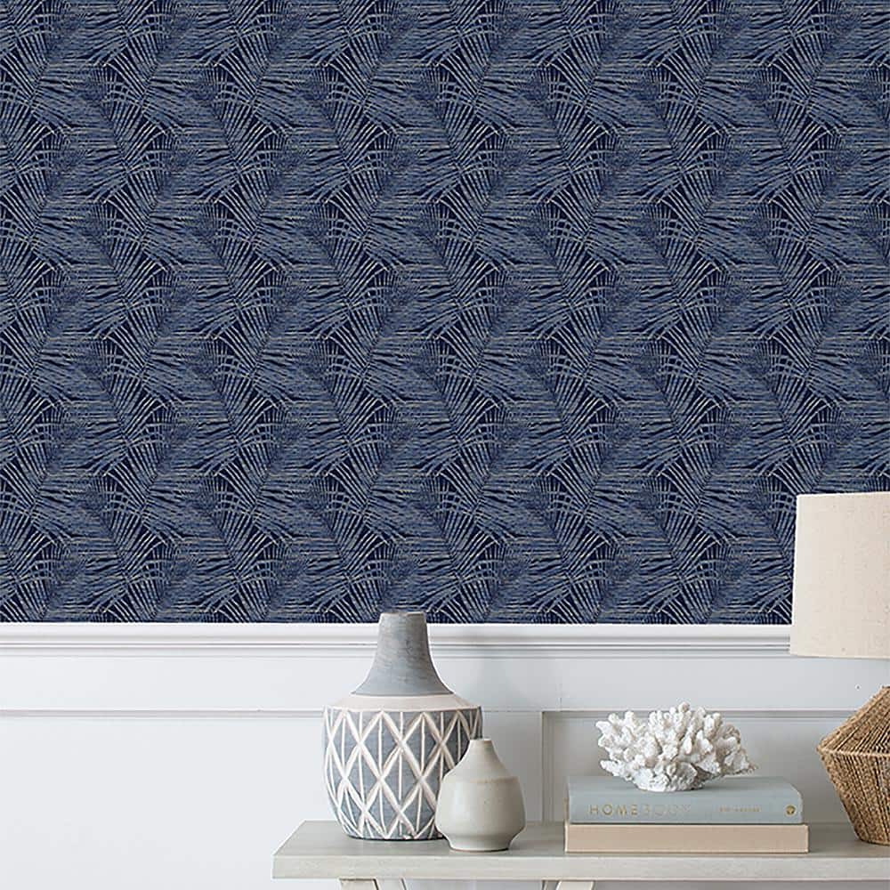 Indigo Vinyl Peel and Stick Tropical Wallpaper Roll
