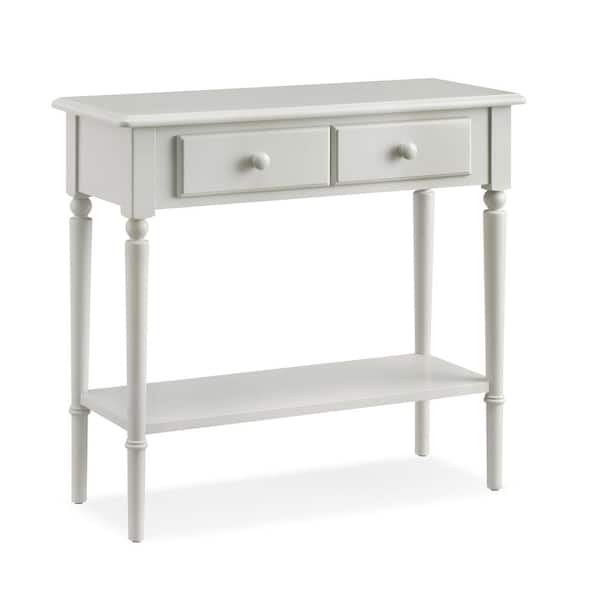 Leick Home Coastal 30 in. Orchid White Rectangle Solid Wood Narrow Hall Stand/Sofa Table with Shelf