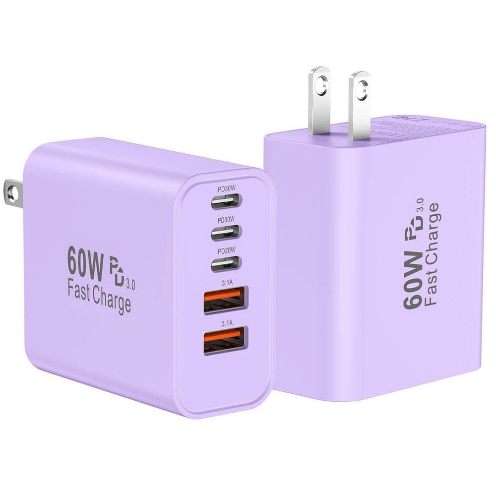 2-Pack 60W USB C Fast Wall Charger Block 5-Port PD QC Multiport Charging Cube for Phone Pad Galaxy S25 S24 price history on PriceWatchPro