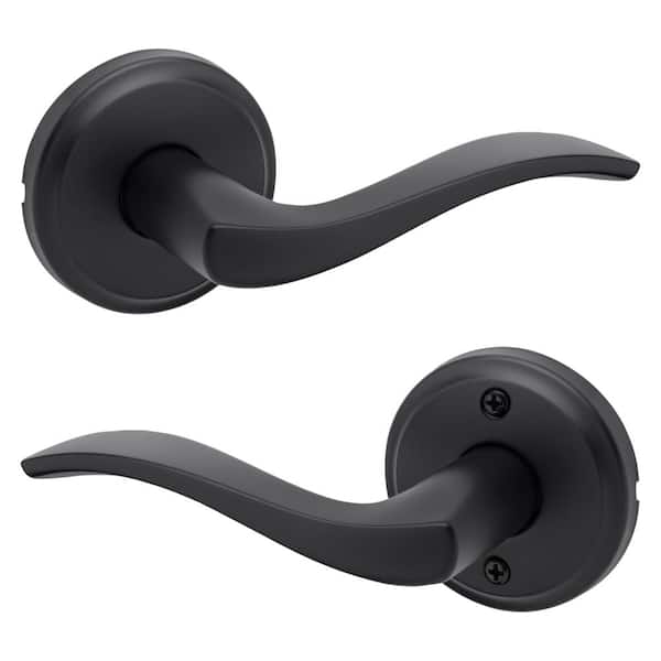Kwikset Sedona Matte Black Reversible Round Wave Hall/Closet Door Handle