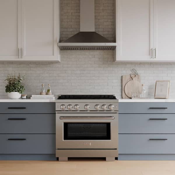 Select 36 in. 6-Burner Gas Range with Gas Convection Oven in Stainless Steel, Matte White, and Champagne Bronze