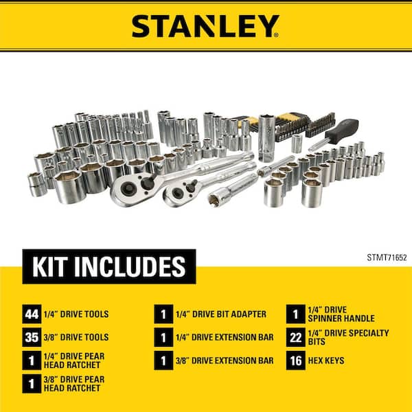 Stanley Standard Socket Set: 41 PC, 1/4mm Drive, 5/32 to 11/16 Socket - 12 Points, Chrome | Part #STMT74860