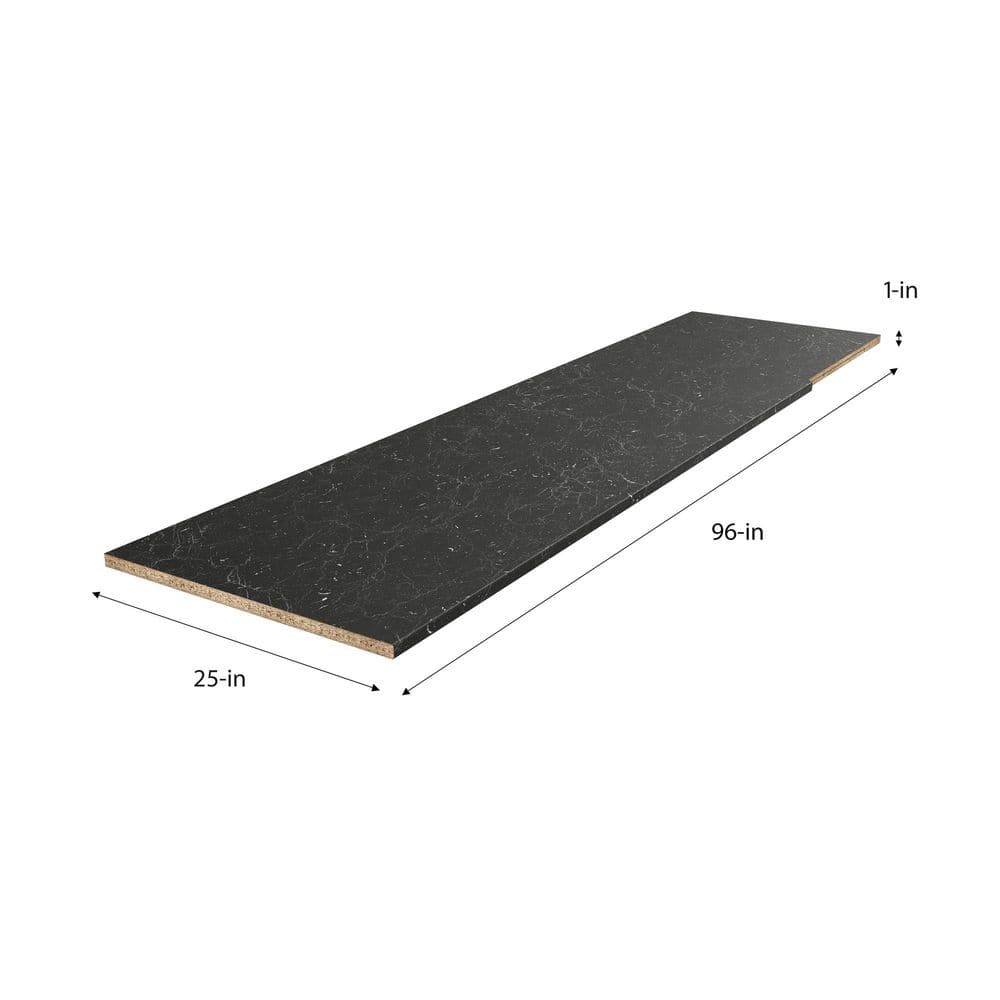 8ft. L x 25 in. D Right Miter Laminate Countertop in Matte Black Marble with Double Radius Edge price history on PriceWatchPro
