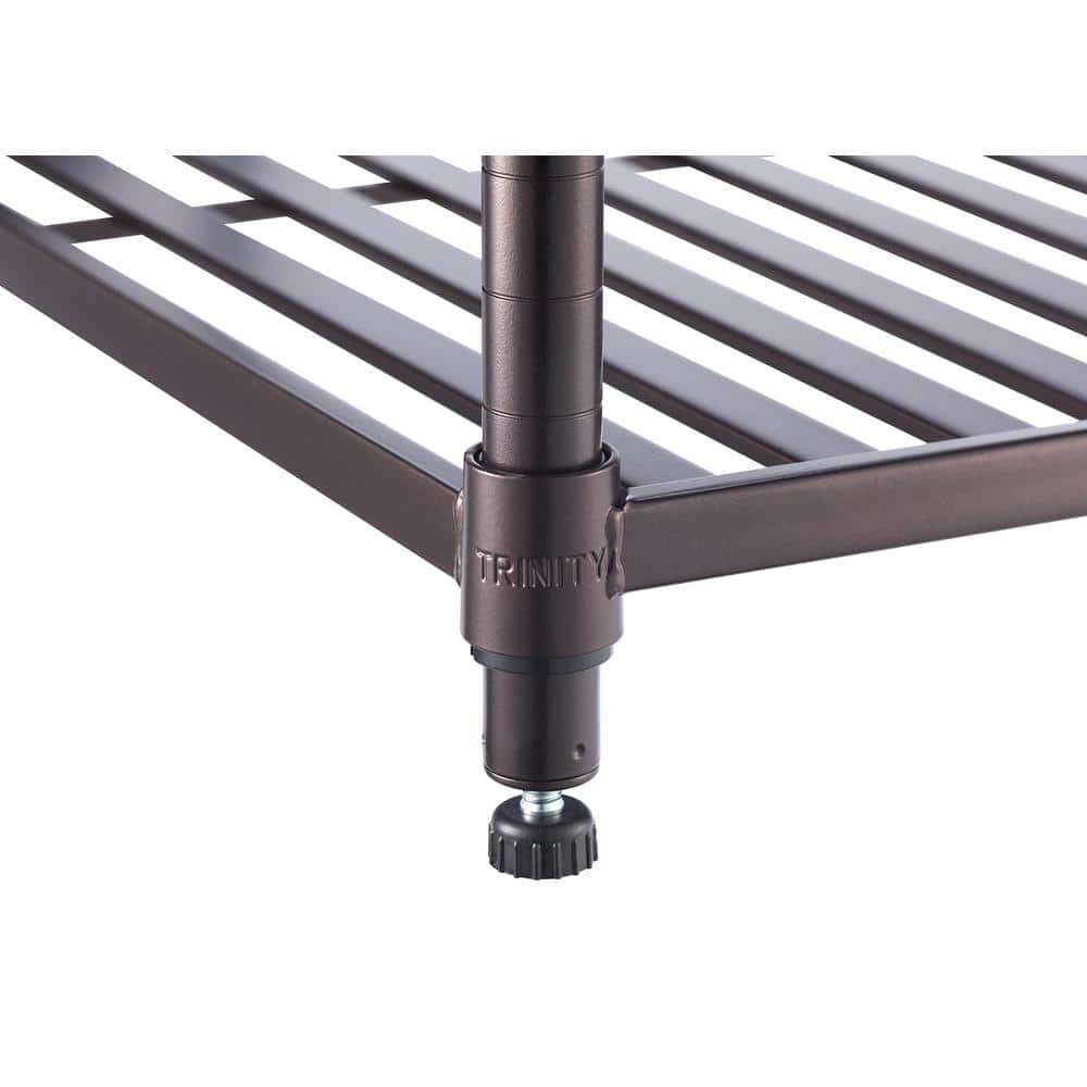 Adjustable Black 3-Tier Metal Slat Shelving Rack