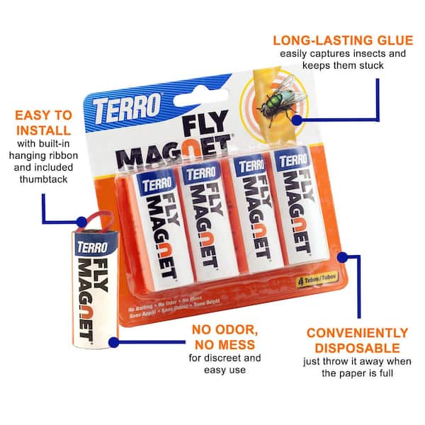  TERRO T518 Fly Magnet Sticky Fly Paper Fly Trap, 8 Count (Pack  of 1) : Sports & Outdoors
