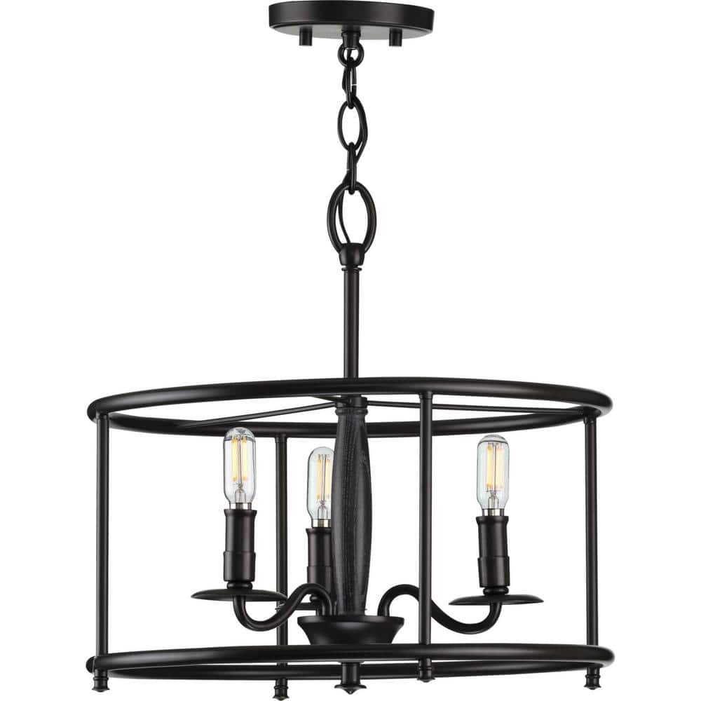 Matte Black and White Drum LED Semi-Flush Ceiling Light