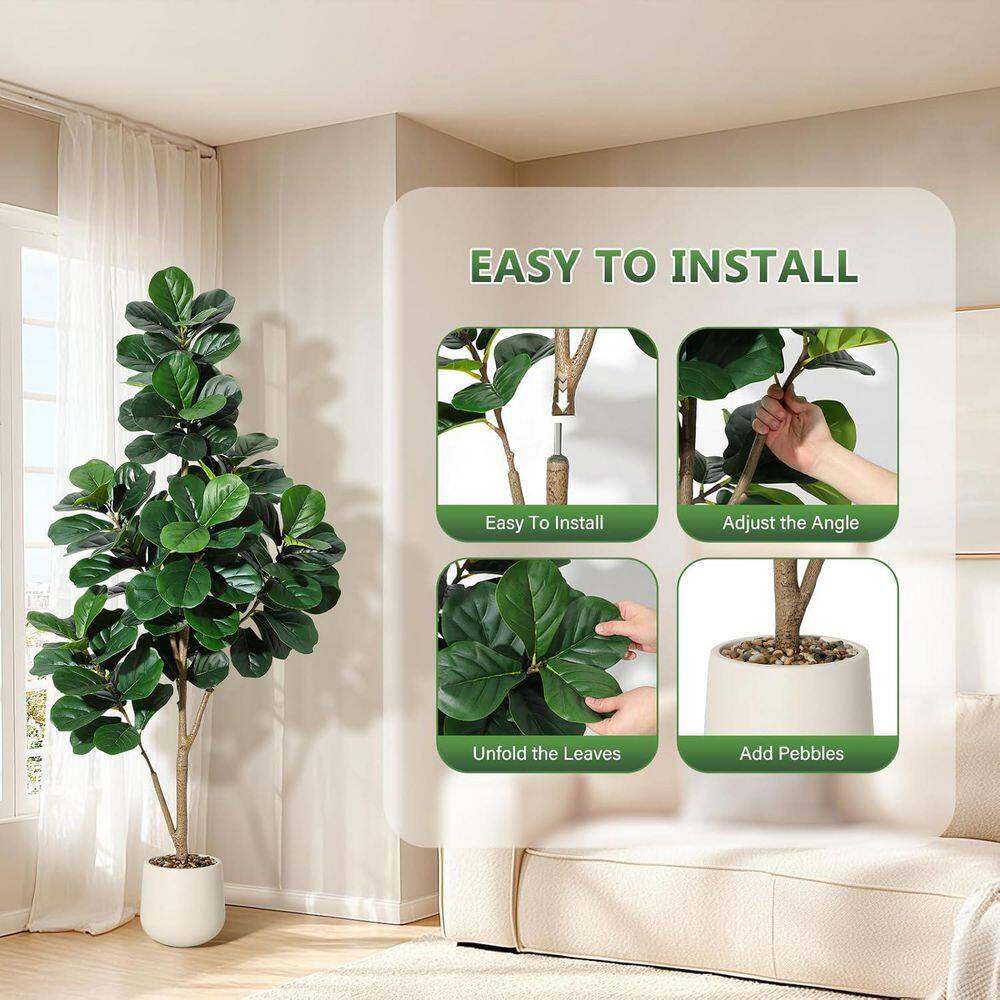 6FT Fiddle Leaf Fig Tree Artificial with 48 Leaves -Realistic Faux