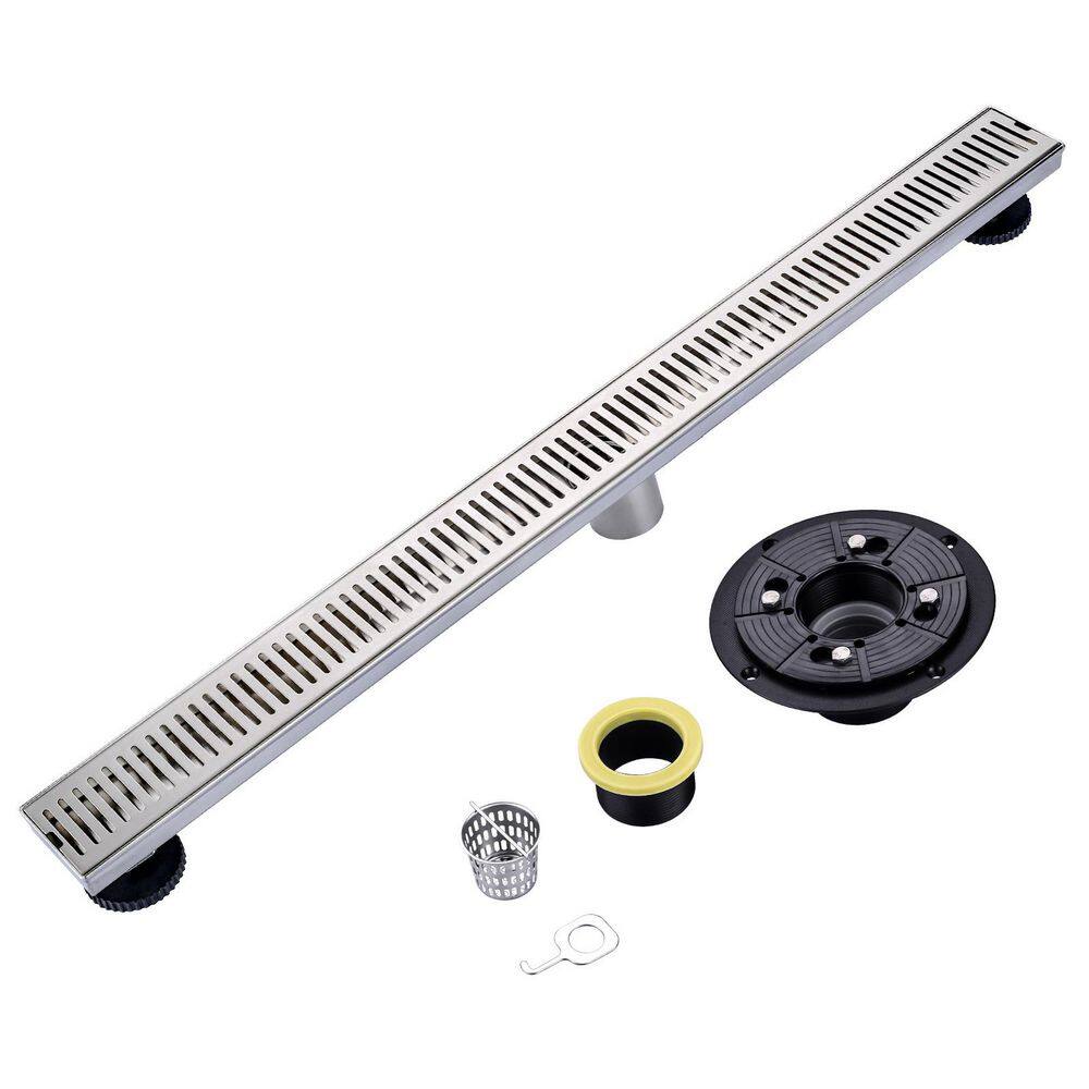 32 in. Linear Shower Drain Stainless Steel with Removable Cover Grate for Bathroom, Brushed Nickel price history on PriceWatchPro