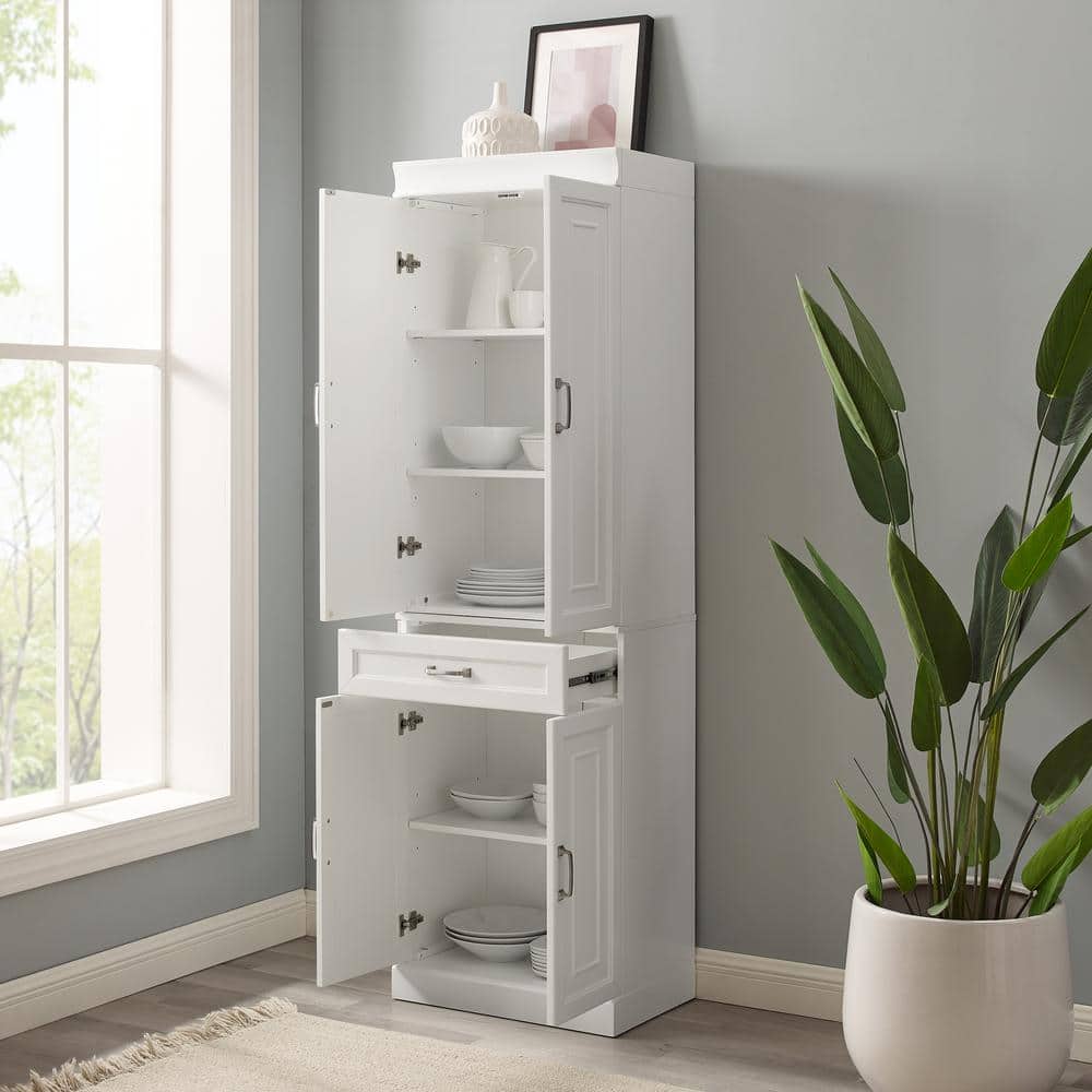 White Recessed Panel Kitchen Storage Pantry Cabinet