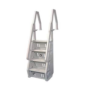 Deluxe 32 in. Adjustable In Step Ladder for Above Ground Pool in White