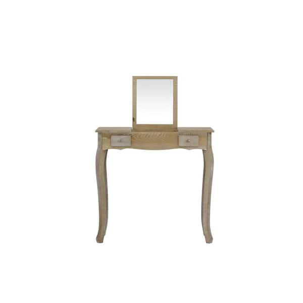 Lux Home Emilie Weathered Vanity Table with Mirror