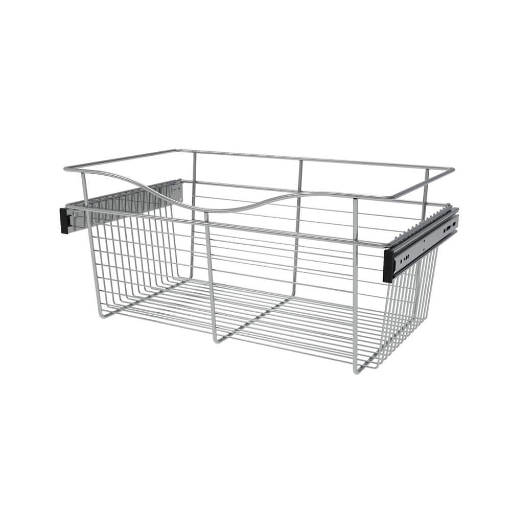 Rev-A-Shelf 11 in. H x 24 in. W Chrome Steel 1-Drawer Wide Mesh Wire Basket