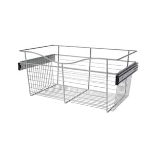 11 in. H x 24 in. W Chrome Steel 1-Drawer Wide Mesh Wire Basket