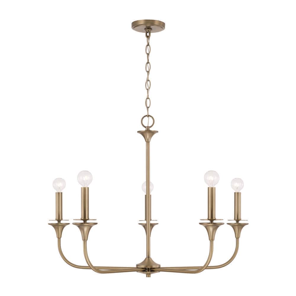 Presley Aged Brass 5-Light Candle Style Chandelier