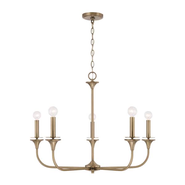 Presley 5-Light Aged Brass 31 in. W x 23 in. H Chandelier