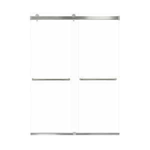 Brianna 60 in. W x 80 in. H Sliding Frameless Shower Door in Brushed Stainless with Clear Glass
