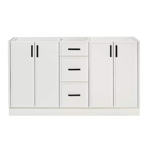 ARIEL Kelly 60 in. W x 21.5 in. D x 34.5 in. H Bath Vanity Cabinet without Top in White