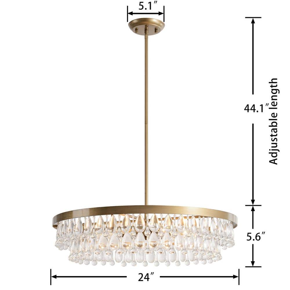 Viviana 24'' Brushed Brass Crystal Candle Chandelier