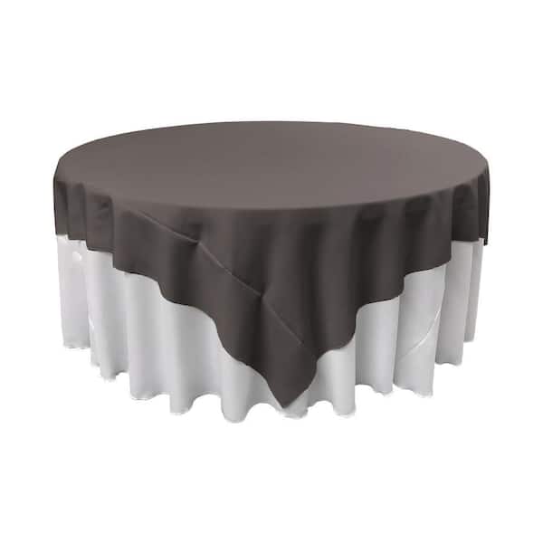 72 in. x 72 in. Charcoal Polyester Poplin Square Tablecloth