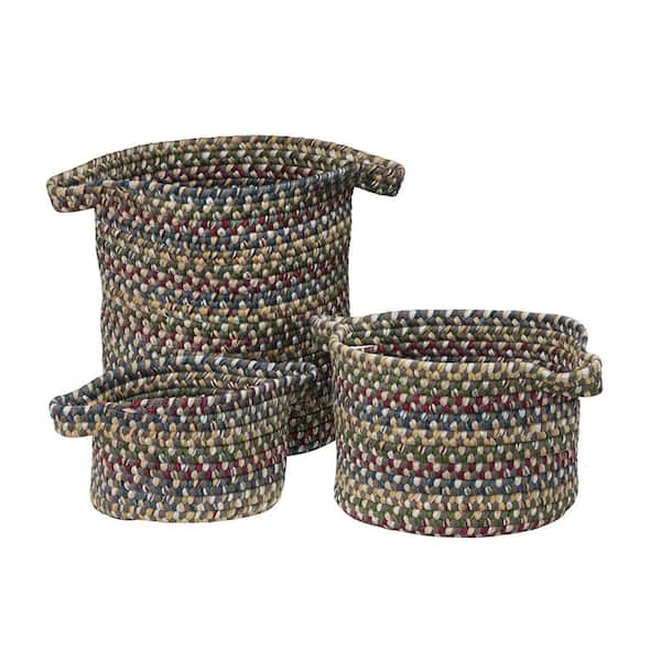 Colonial Mills Vintage Farmhouse Round Polypropylene in Basket Slate (Set of 3)
