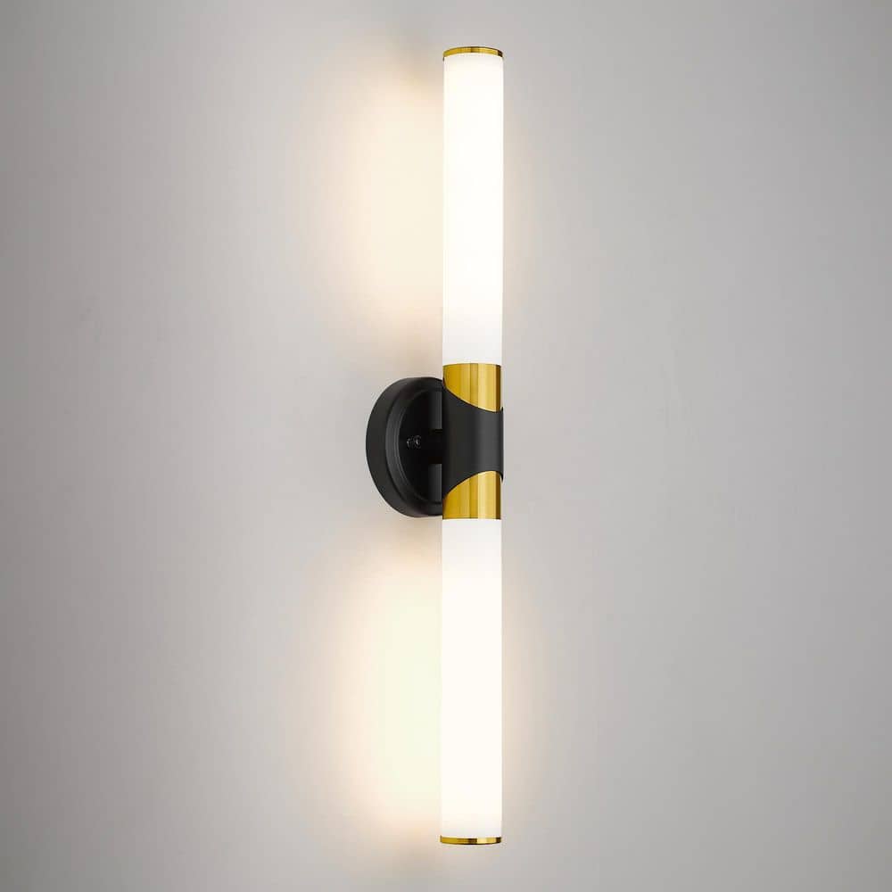 Modern 27 in. 2 Light Black and White Vanity Light with Glass Shade price history on PriceWatchPro