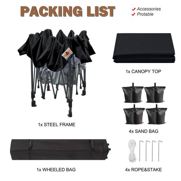 ABCCANOPY 12 ft. x 12 ft. Black Instant Pop Up Canopy Tent Outdoor