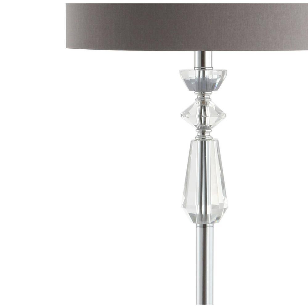 Layla Polished Chrome 59.5" Crystal Floor Lamp with Gray Drum Shade