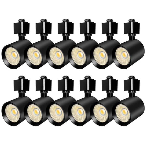 Black Integrated LED Linear Track Lighting Rotatable Cylinder Heads CRI90+, 800lm, Adjustable 5CCT, Lights Only 12-Pack