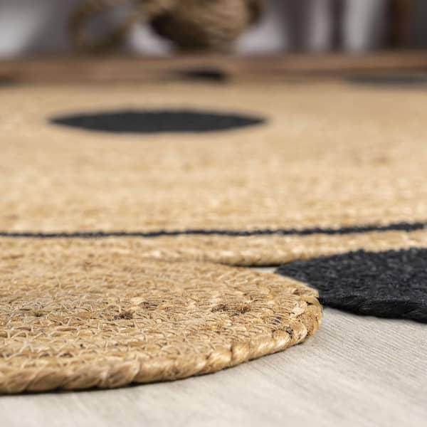 JONATHAN Y Aurora Two-Tone Jute Hippy Circle Medallion Black