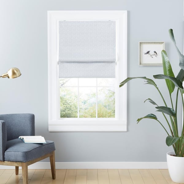EXCLUSIVE HOME Esme Silver Cordless Total Blackout Polyester Roman Shade 34 in. W x 64 in. L