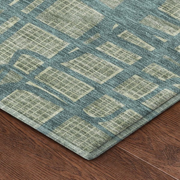 Mayfield Premium Machine Washable Abstract AMF2491 Basil 10 ft. x 14 ft. Area Rug